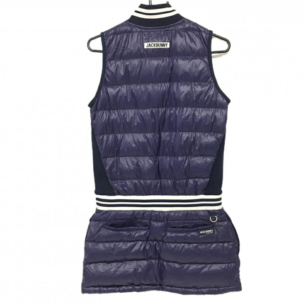 ジャックバニー ノースリーブダウンワンピース パープル×白 軽量 ジップ付 レディース 0(S) ゴルフウェア Jack Bunny