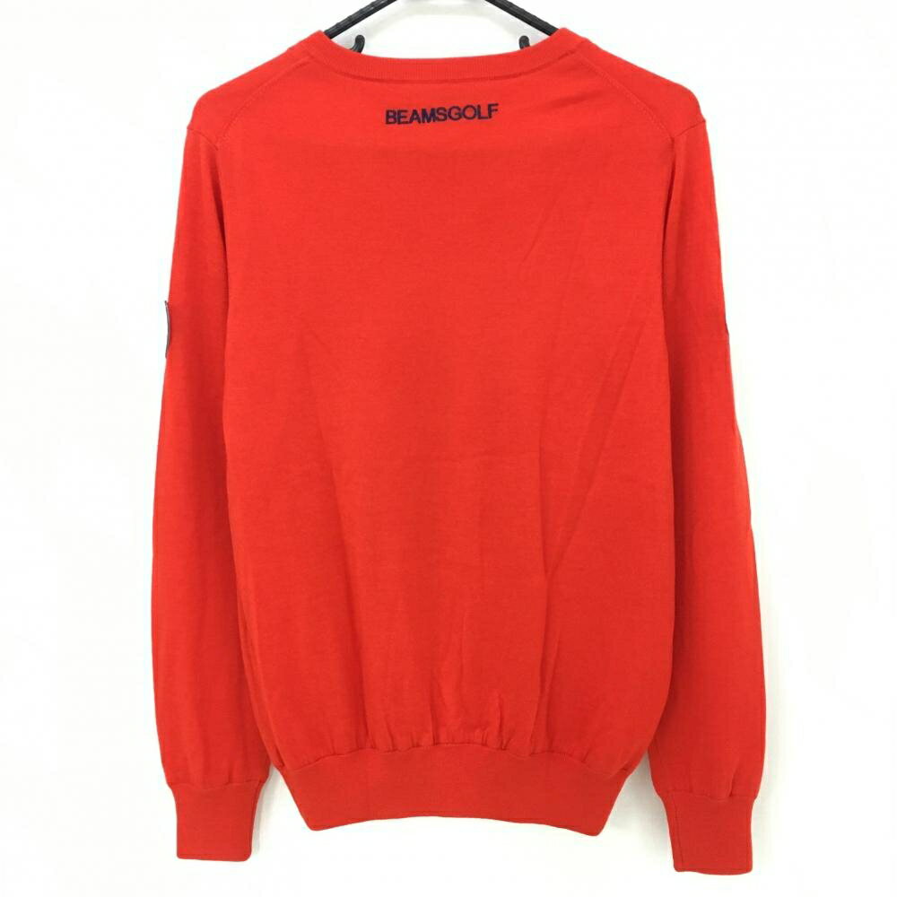 【超美品】ビームスゴルフ セーター レッド 裏地付き ウール100％ ニット メンズ M ゴルフウェア 2022年モデル BEAMS GOLF