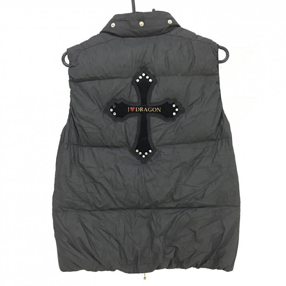 ダンスウィズドラゴン ダウンベスト 黒 ラメ レディース 4(XL) ゴルフウェア Dance With Dragon