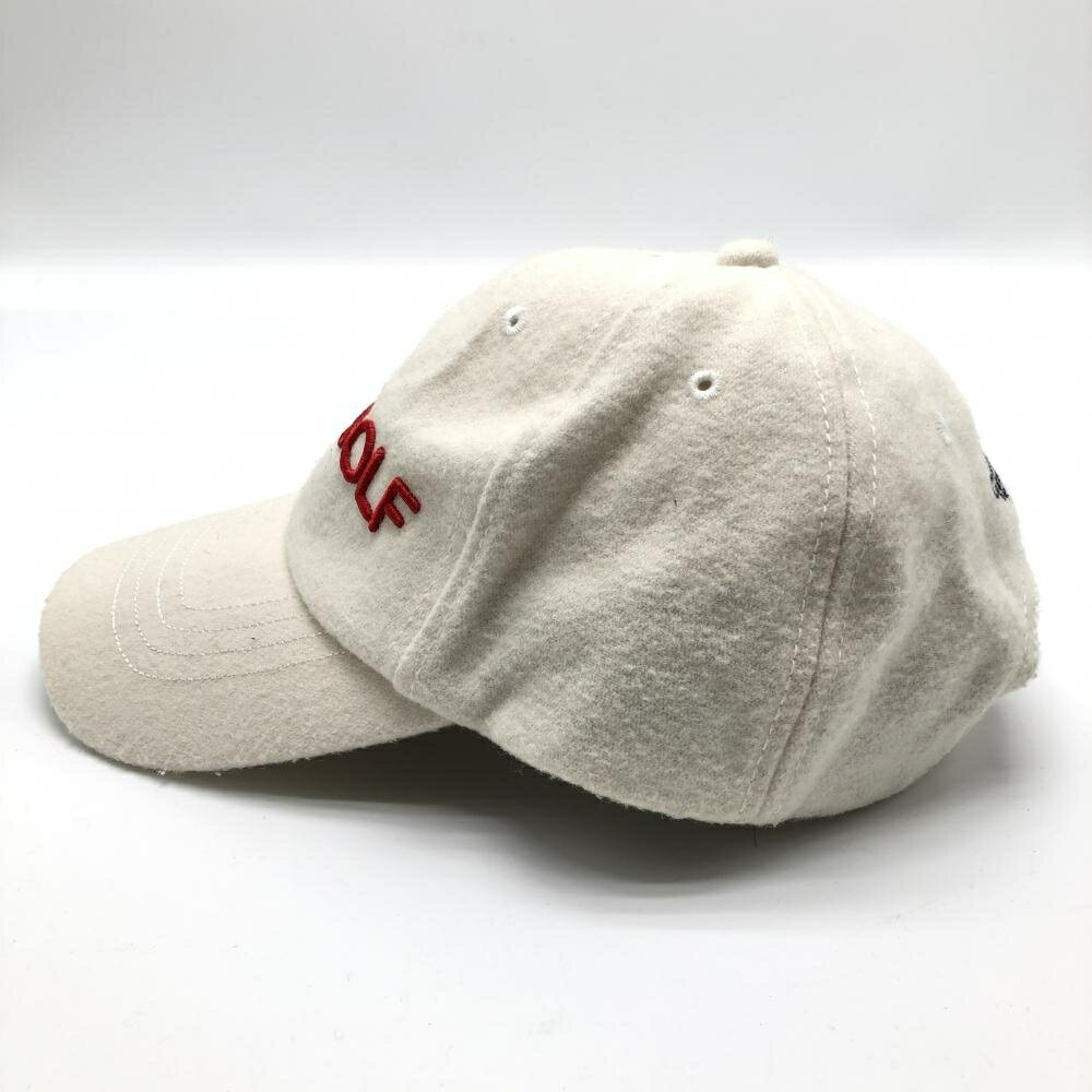 【美品】ビームスゴルフ キャップ アイボリー ウール混 ロゴ刺しゅう ゴルフウェア BEAMS GOLF