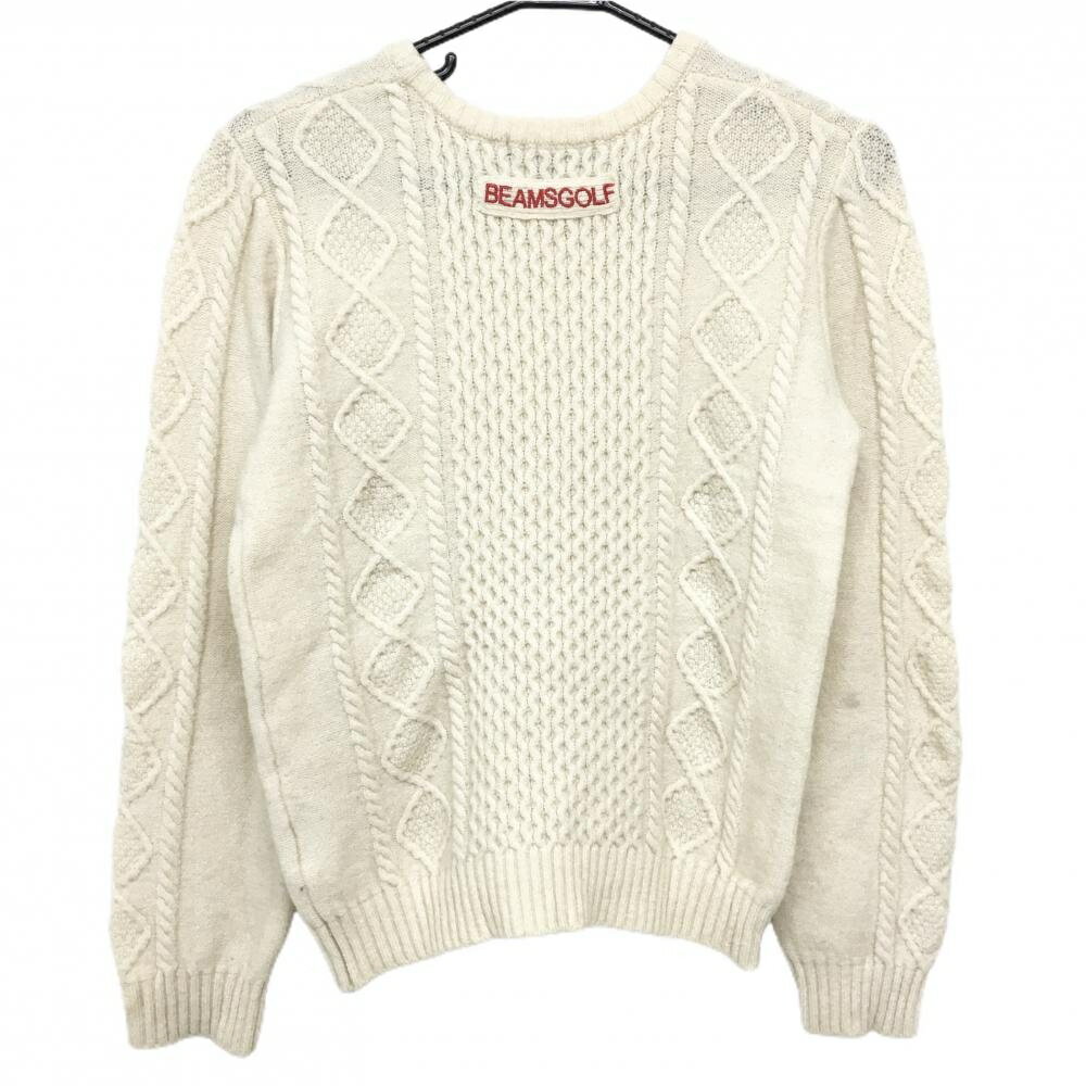 ビームスゴルフ セーター アイボリー ケーブル編み ウール混 ニット レディース M ゴルフウェア BEAMS GOLF