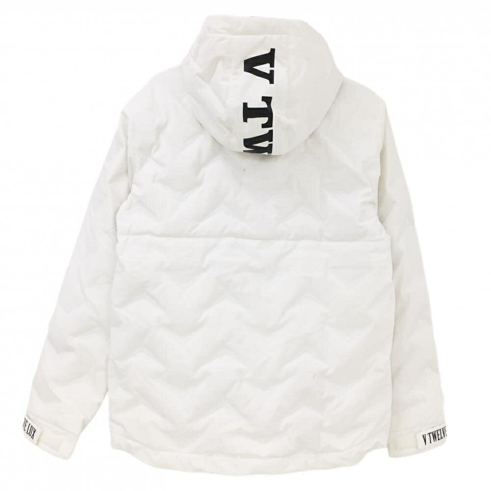 ヴィトゥエルヴ LUX ダウンジャケット 白×黒 フードロゴ パーカー メンズ L ゴルフウェア V12