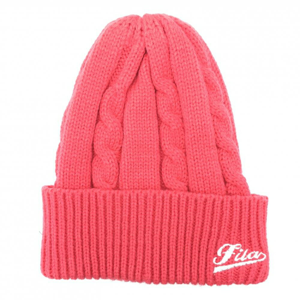 【超美品】 フィラゴルフ ニット帽 ピンク ロゴ刺しゅう ゴルフウェア FILA GOLF