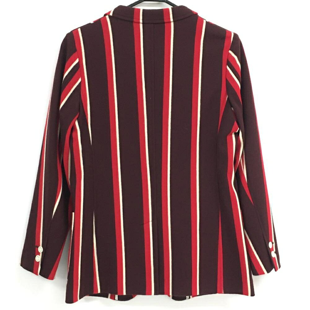 【美品】パーリーゲイツ テーラードジャケット ブラウン×レッド ストライプ ウール メンズ 2 ゴルフウェア PEARLY GATES