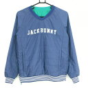 ジャックバニー 中綿リバーシブルスニード ブルー×グリーン Vネック フロントロゴ レディース 0(S) ゴルフウェア Jack Bunny