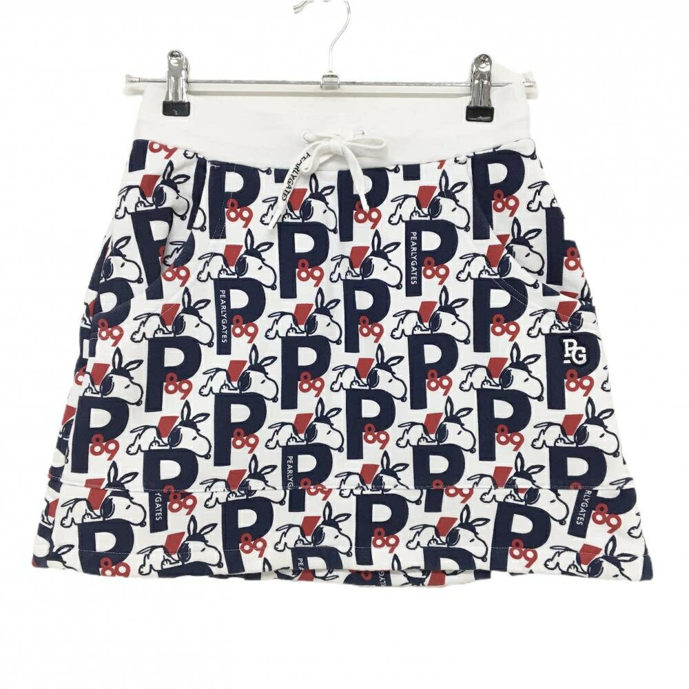パーリーゲイツ×PEANUTS スカート 白×ネイビー スヌーピー総柄 裏起毛 レディース 0(S) ゴルフウェア PEARLY GATESのサムネイル