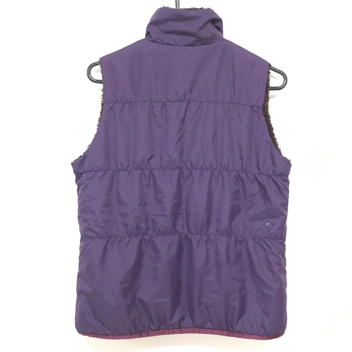 ヒールクリーク 中綿リバーシブルベスト パープル ポケットドット 内側ボア レディース 42(L) ゴルフウェア Heal Creek