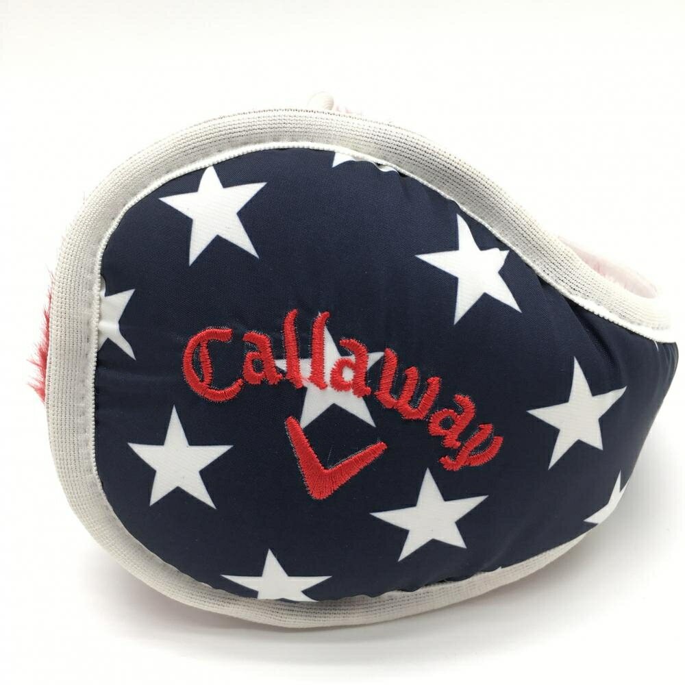 【美品】キャロウェイ イヤーマフ ネイビー×白 星柄 ファーレッドゴルフ Callaway