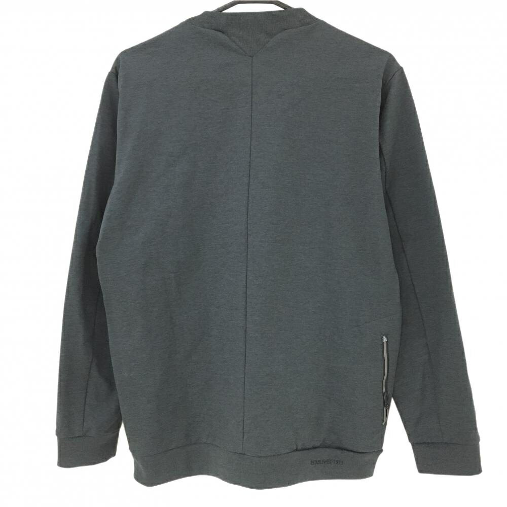 【超美品】オークリー トレーナー ダークグレー 地模様 サイドファスナー ロゴ刺しゅう 薄手 メンズ L ゴルフウェア Oakley