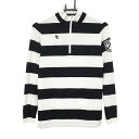 ★特価★パーリーゲイツ 長袖ハイネックシャツ 白×黒 ボーダー 表微起毛 ハーフジップ レディース 0(S) ゴルフウェア PEARLY GATES