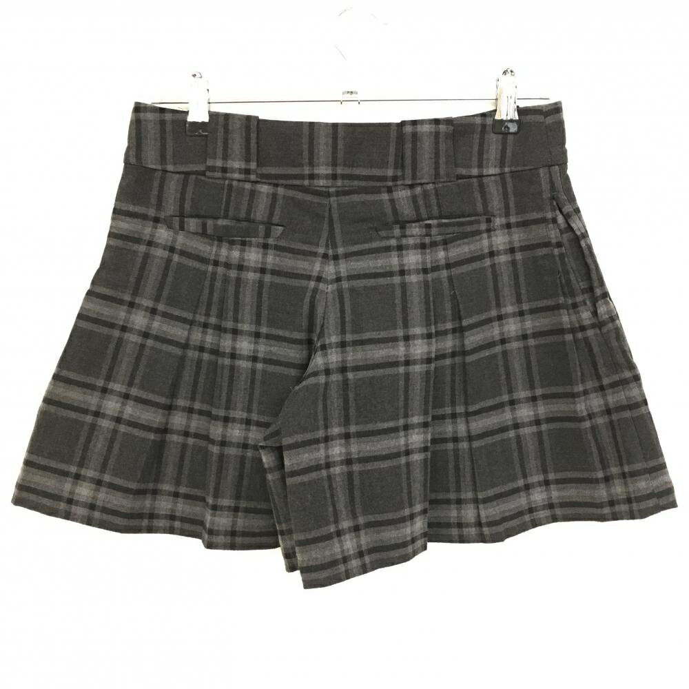 【美品】マークアンドロナ キュロットスカート グレー×黒 チェック 表微起毛 裏地付 レディース M ゴルフウェア MARK＆LONA