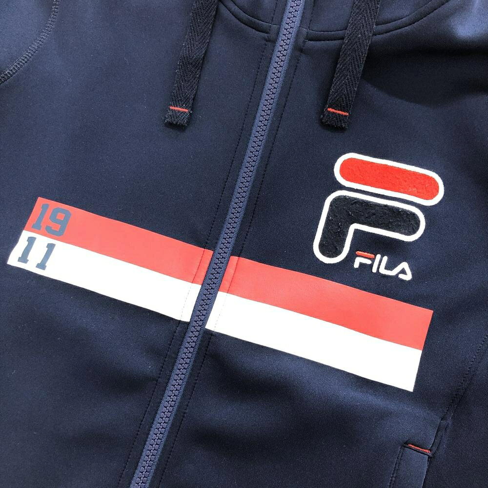 レオナード 楽天市場店の【超美品】フィラゴルフ ジップパーカー ネイビー×レッド トリコロール ブルゾン レディース M ゴルフウェア FILA GOLF｜アングル3