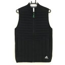 ★特価★アディダス アウターベスト 黒 凸凹 胸元メッシュ 裾ロゴ刺しゅう メンズ S ゴルフウェア adidas