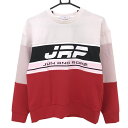 ★特価★【美品】ジュンアンドロペ トレーナー ライトベージュ×レッド フロントロゴ レディース M ゴルフウェア JUN&ROPE