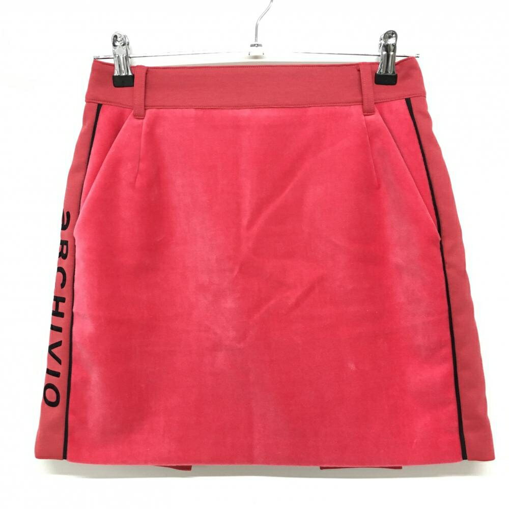 【超美品】アルチビオ スカート ピンク×黒 フロント起毛素材 後ろプリーツ 裏地付 レディース 38(M) ゴルフウェア 2023年モデル archivio