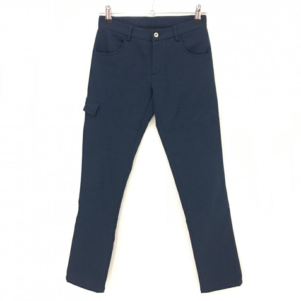 【美品】フィドラ パンツ ネイビー 裏起毛 無地 レディース XS/TP ゴルフウェア FIDRA