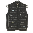 ★特価★【美品】アダバット ニットジップベスト 黒×グレー 総柄 レディース I(M) ゴルフウェア adabat