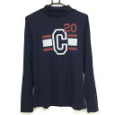 ★特価★【超美品】クランク 長袖ハイネックシャツ ネイビー×白 ストレッチ メンズ M ゴルフウェア CLUNK