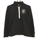 ★特価★【美品】カッパ 長袖ポロシャツ 黒×白 胸元ワッペン 裏微起毛 ストレッチ レディース L ゴルフウェア Kappa