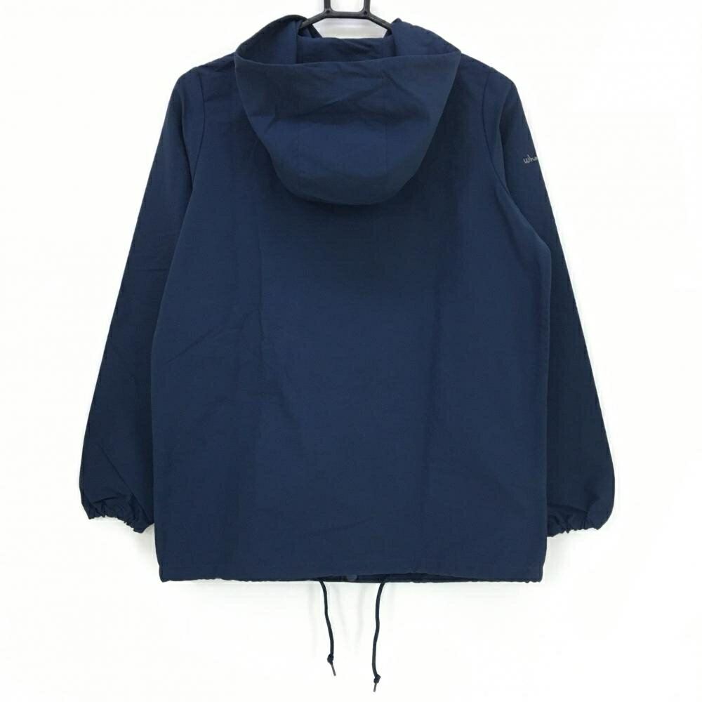 【美品】ホールアース×フィドラ フード付ジャケット ネイビー ナイロン混 レディース S ゴルフウェア FIDRA