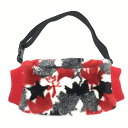 【当店ポイント5倍!6月1日限り】★特価★【美品】カステルバジャック ファーハンドウォーマー レッド×黒 総柄 ベルト付き ゴルフウェア CASTELBAJAC