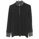 ★特価★ヒールクリーク 長袖ハイネックシャツ 黒×グレー ネック袖口ボーダー ハーフジップ 微起毛 メンズ 50(L) ゴルフウェア Heal Creek