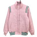 ルコック 中綿ジャケット ピンク×グリーン キルティング リブ部ライン レディース L ゴルフウェア le coq sportif