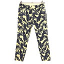 ★特価★ジャックバニー パンツ ライトイエロー×ダークグレー リーフ柄 バックロゴ レディース 1(M) ゴルフウェア Jack Bunny