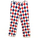 ★特価★ラウドマウス パンツ 白×レッド アーガイル柄 メンズ 34×UF ゴルフウェア LOUDMOUTH