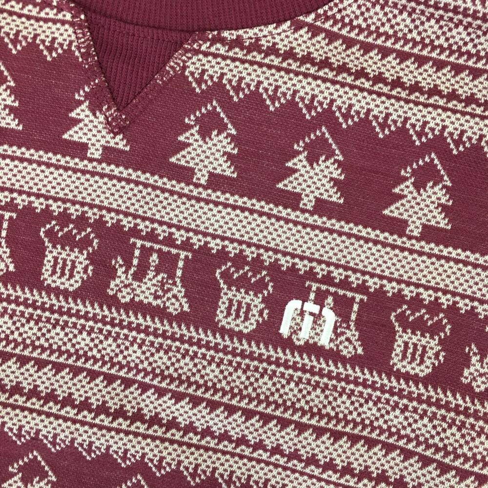 【超美品】トラヴィスマシュー トレーナー ボルドー×ベージュ もみの木・カート柄 総柄 メンズ M ゴルフウェア TravisMathew