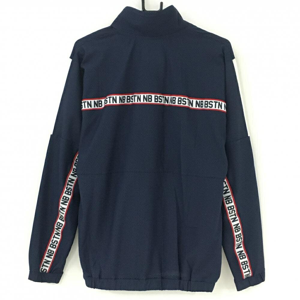 【新品】ニューバランスゴルフ ジャケットブルゾン ネイビー×白×レッド ハーフジップ凹凸生地 レディース 2(L) ゴルフウェア New Balance