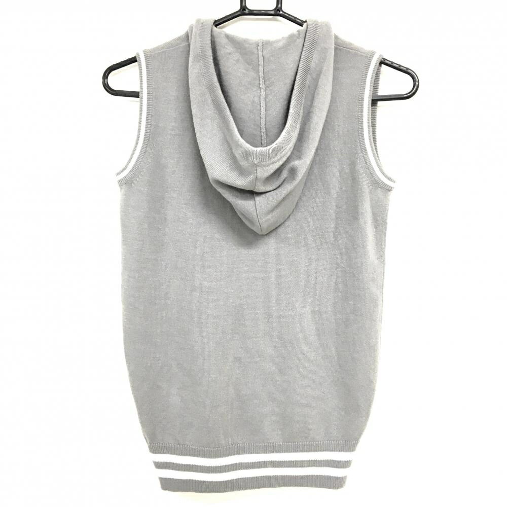 【美品】アドミラル ニットベスト グレー×白 フード付き Vネック レディース S ゴルフウェア Admiral