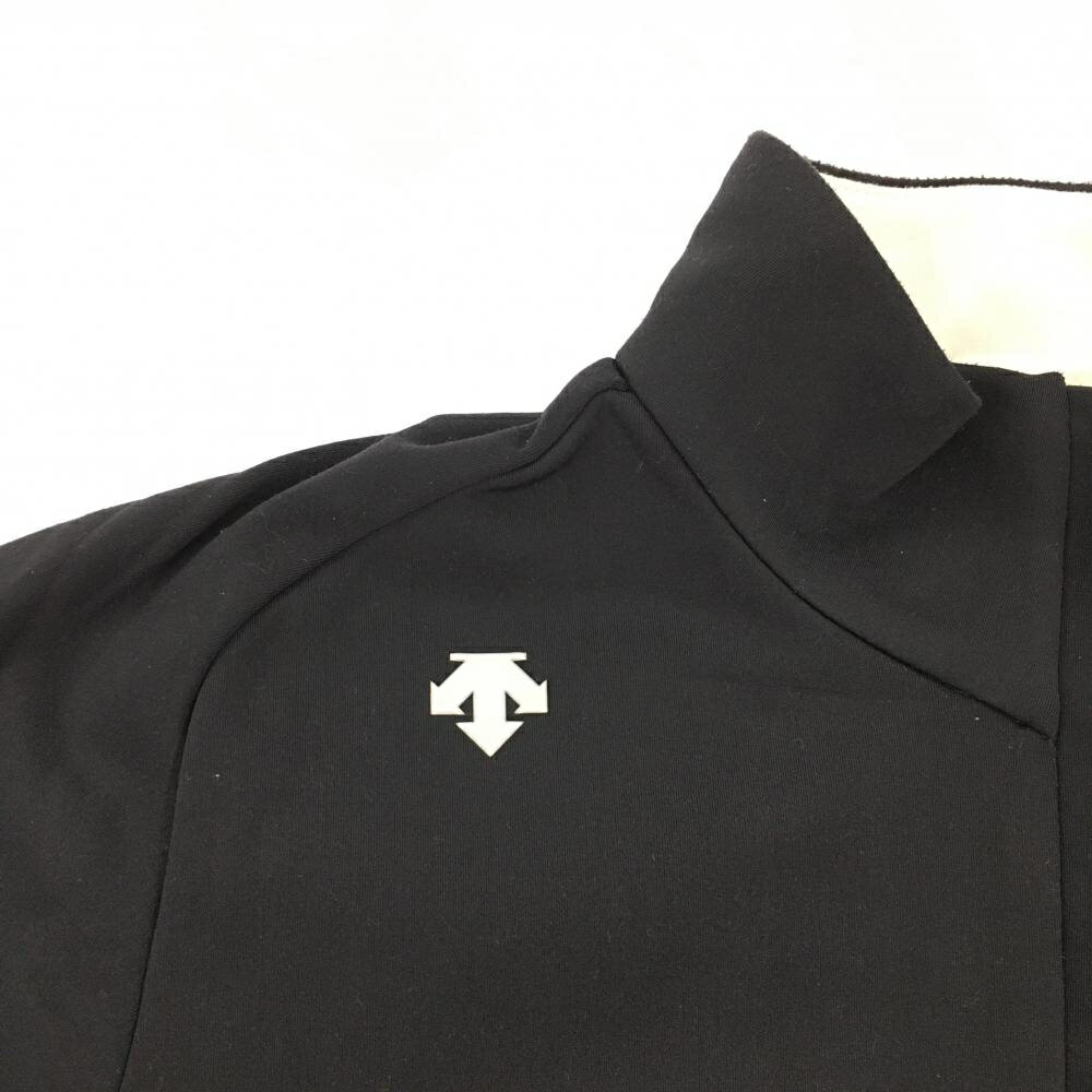 【美品】デサントゴルフ 長袖ハイネックシャツ 黒×白 胸元ロゴ ハーフジップ 中田...