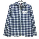 ★特価★ビームスゴルフ ジップパーカー ネイビー×白 チェック サッカー生地 バックロゴ ジャケット レディース L ゴルフウェア BEAMS GOLF