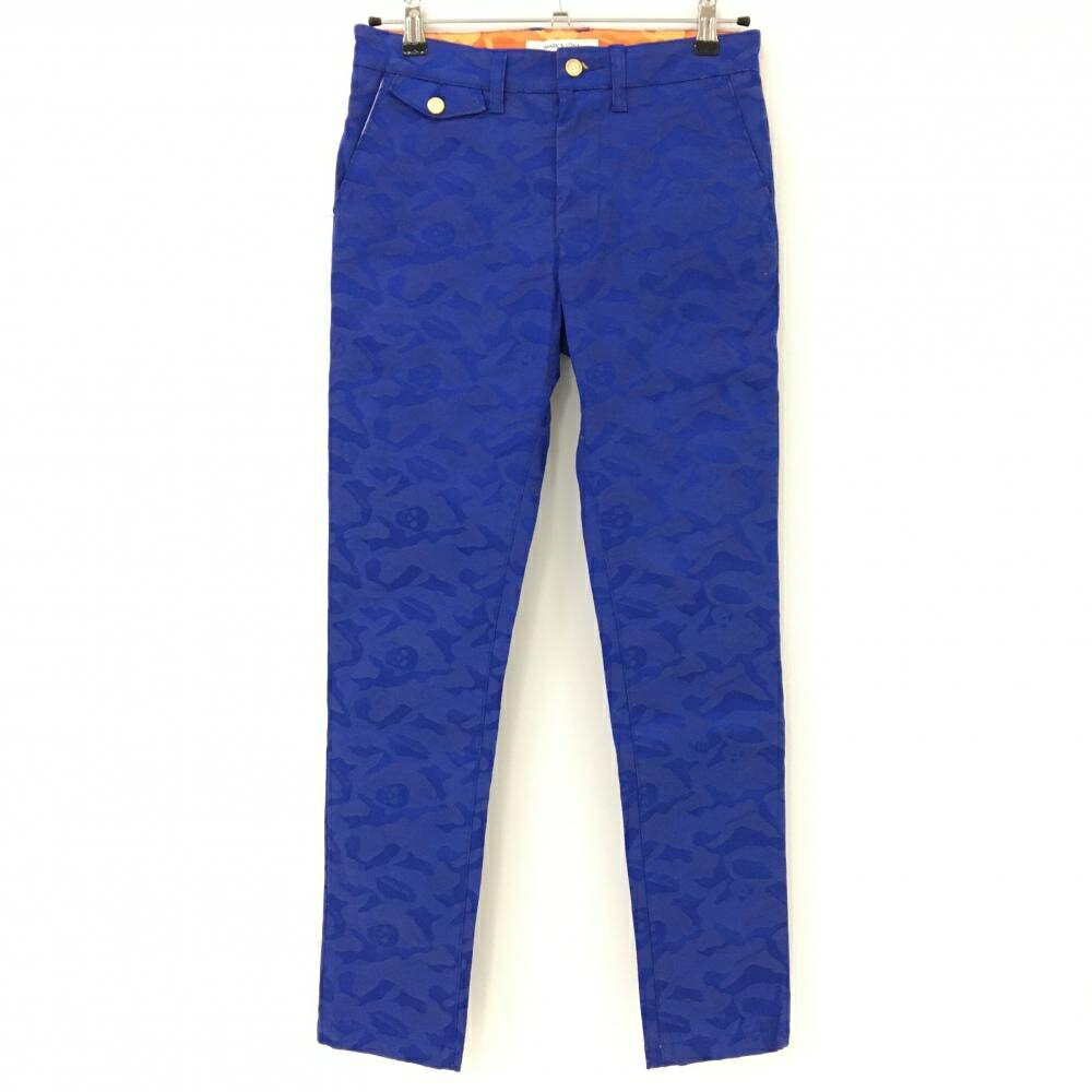 【美品】マークアンドロナ パンツ ブルー カモフラ スカル 迷彩 レディース S ゴル...