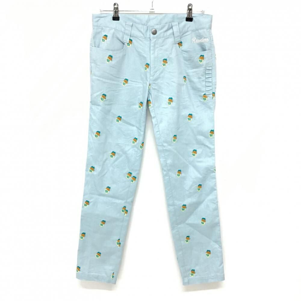 【超美品】ラッセルノ パンツ ライトブルー×イエロー ルチャ総柄刺しゅう ティー装着可 レディース 3(X..