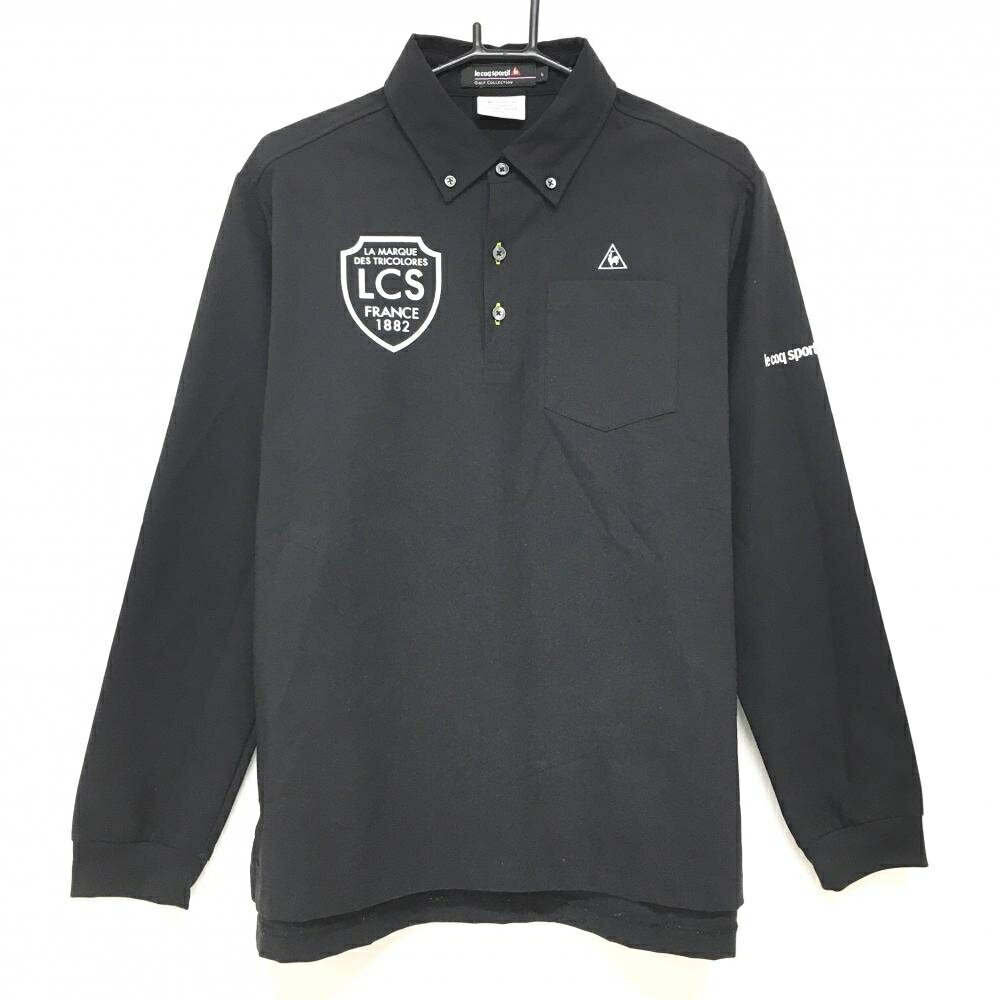 ルコック長袖ポロシャツ黒×ライトグ...