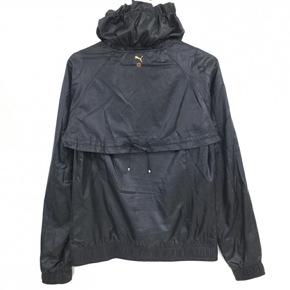 【超美品】プーマ 2WAYブルゾン 黒 袖・ヨーク着脱可 裏地メッシュ ネックドローコード　 レディース L ゴルフウェア PUMA