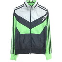 アディダス ジャケットブルゾン 黒×グリーン×ライトグレー 裏メッシュ フード収納 レディース S ゴルフウェア adidas