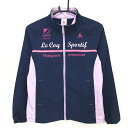 【美品】ルコック ジャケットブルゾン ネイビー×ライトパープル ロゴプリント レディース S ゴルフウェア le coq sportif
