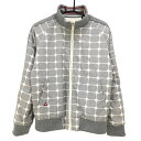 【美品】ルコック リバーシブル中綿ジャケット グレー×白 総柄 裏白無地 袖リブライン レディース L ゴルフウェア le coq sportif