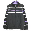 ★特価★ルコック 2WAY中綿ジャケット 黒×パープル ボーダー 袖着脱可 胸元ロゴ レディース L ゴルフウェア le coq sportif