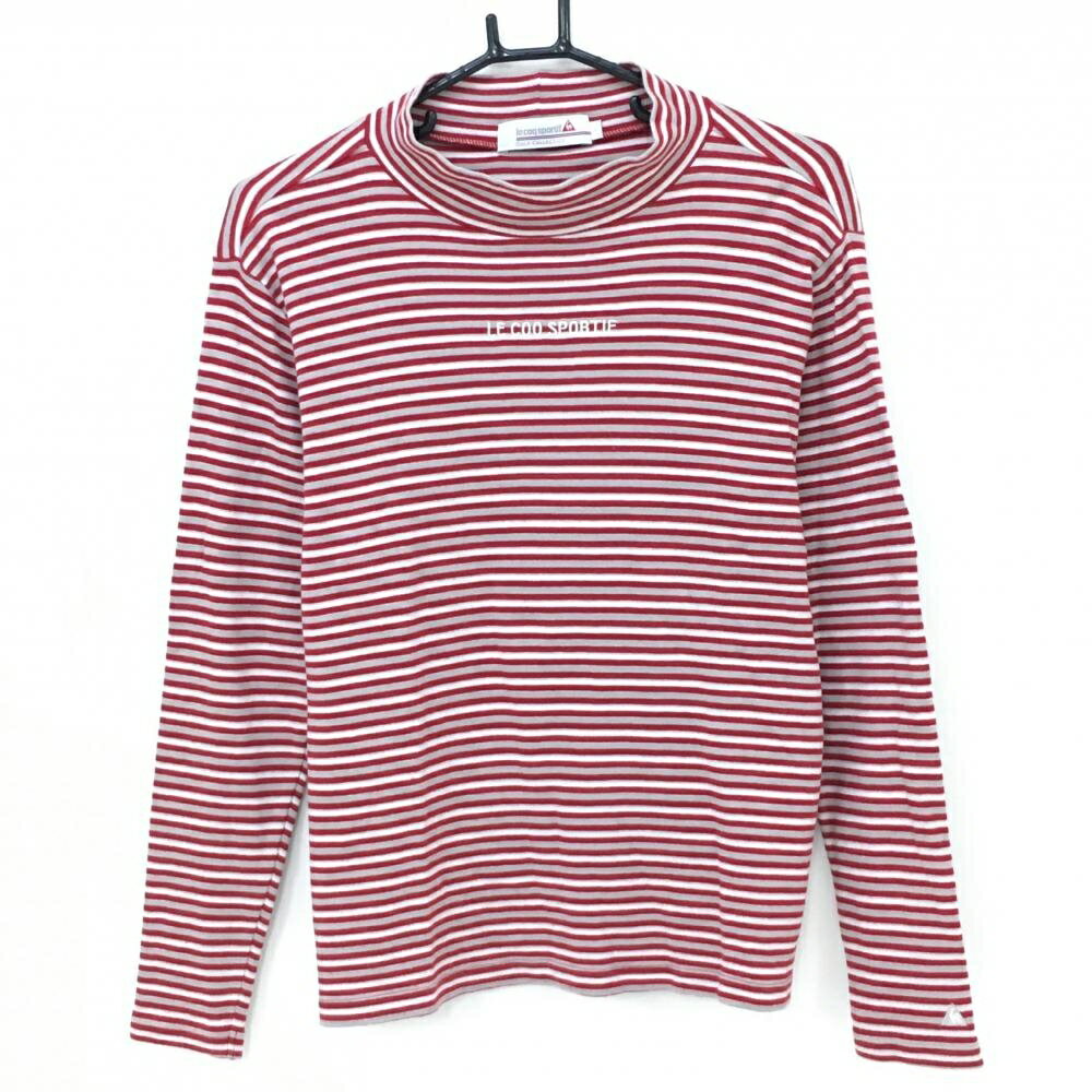 Le Coq - 【美品】ルコック 長袖ハイネックシャツ レッド×白 ボーダー ロゴ刺しゅう レディース L ゴルフウェア le coq sportif