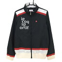 ★特価★ルコック 2WAY中綿ジャケット 黒×白 ロゴプリント 袖着脱可 レディース L ゴルフウェア le coq sportif