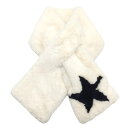 【当店ポイント5倍!6月1日限り】★特価★【美品】パーリーゲイツ マフラー アイボリー×ネイビー 星 スター ファー ネックウォーマー ゴルフウェア PEARLY GATES