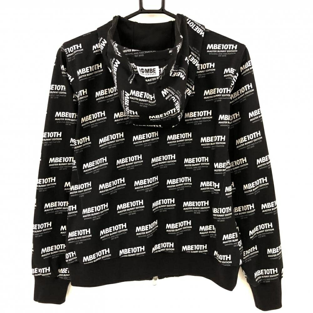 【美品】マスターバニー ジップパーカー 黒×白 ロゴ総柄 10周年 ブルゾン レディース 0(S) ゴルフウェア MASTER BUNNY EDITION