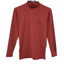★特価★【美品】ツアーステージ 長袖ハイネックシャツ レッド×黒 ボーダー メンズ M ゴルフウェア TOURSTAGE