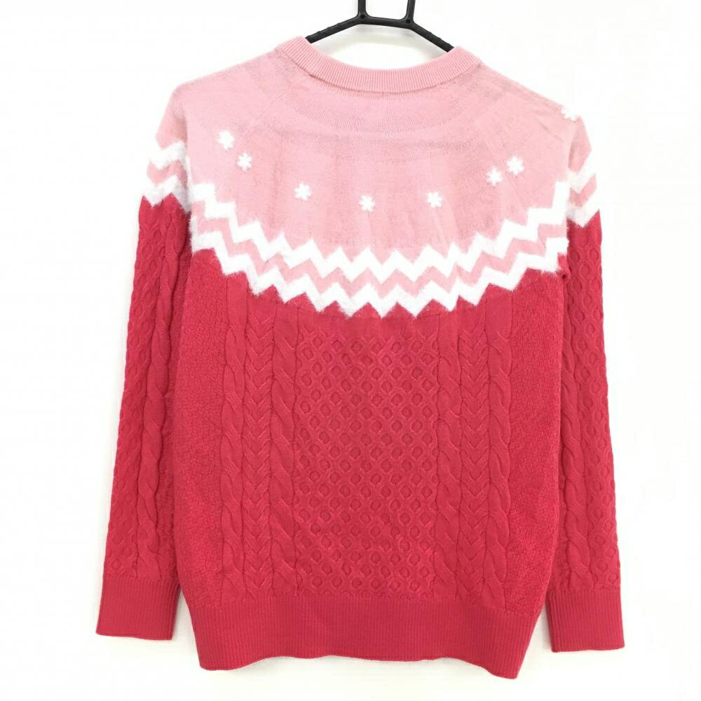 アルチビオ セーター ピンク×白 ニット ウール混 一部ケーブル編み レディース 36(S) ゴルフウェア archivio