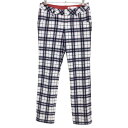 ★特価★ビバハート パンツ 白×ネイビー チェック 表裏微起毛 レディース 40(M) ゴルフウェア VIVA HEART