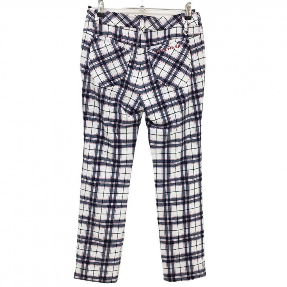 ビバハート パンツ 白×ネイビー チェック 表裏微起毛 レディース 40(M) ゴルフウェア VIVA HEART
